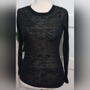 Bozzolo Black Sheer Long Sleeve Top